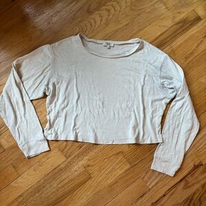 OZMA raw silk long sleeve cropped tee size small in natural /ecru
